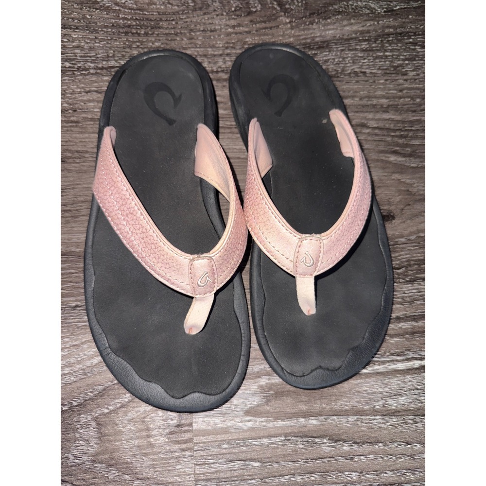 Olukai Ohana Womens Sandals Size 6 Petal Pink Black Flip Flop Thong 20110-3P40